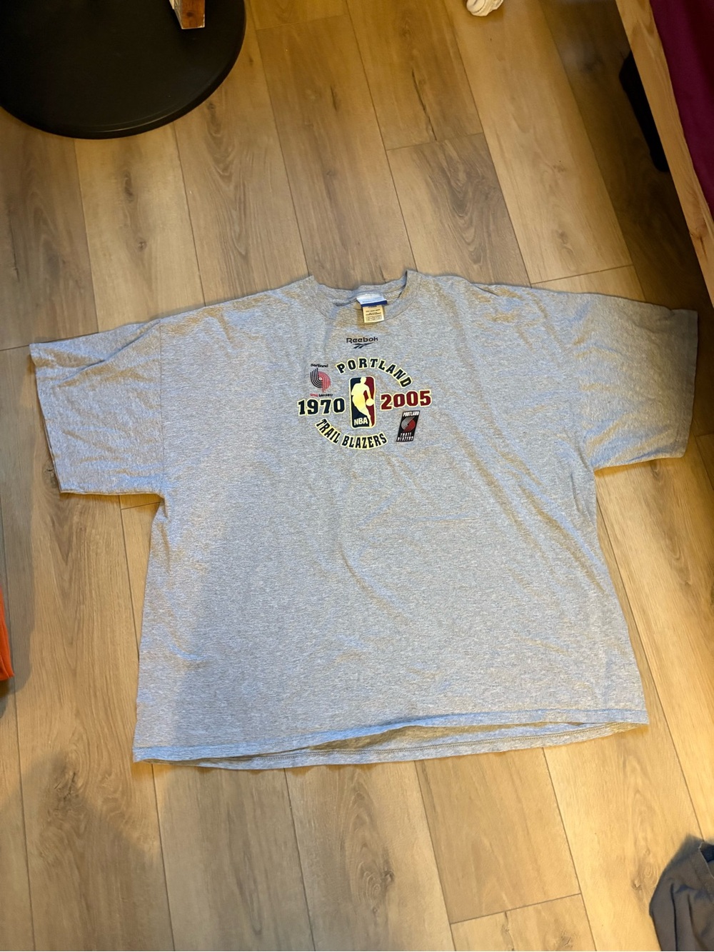 Reebok Gray Portland Trail Blazers 1970-2005 Anniversary Tee